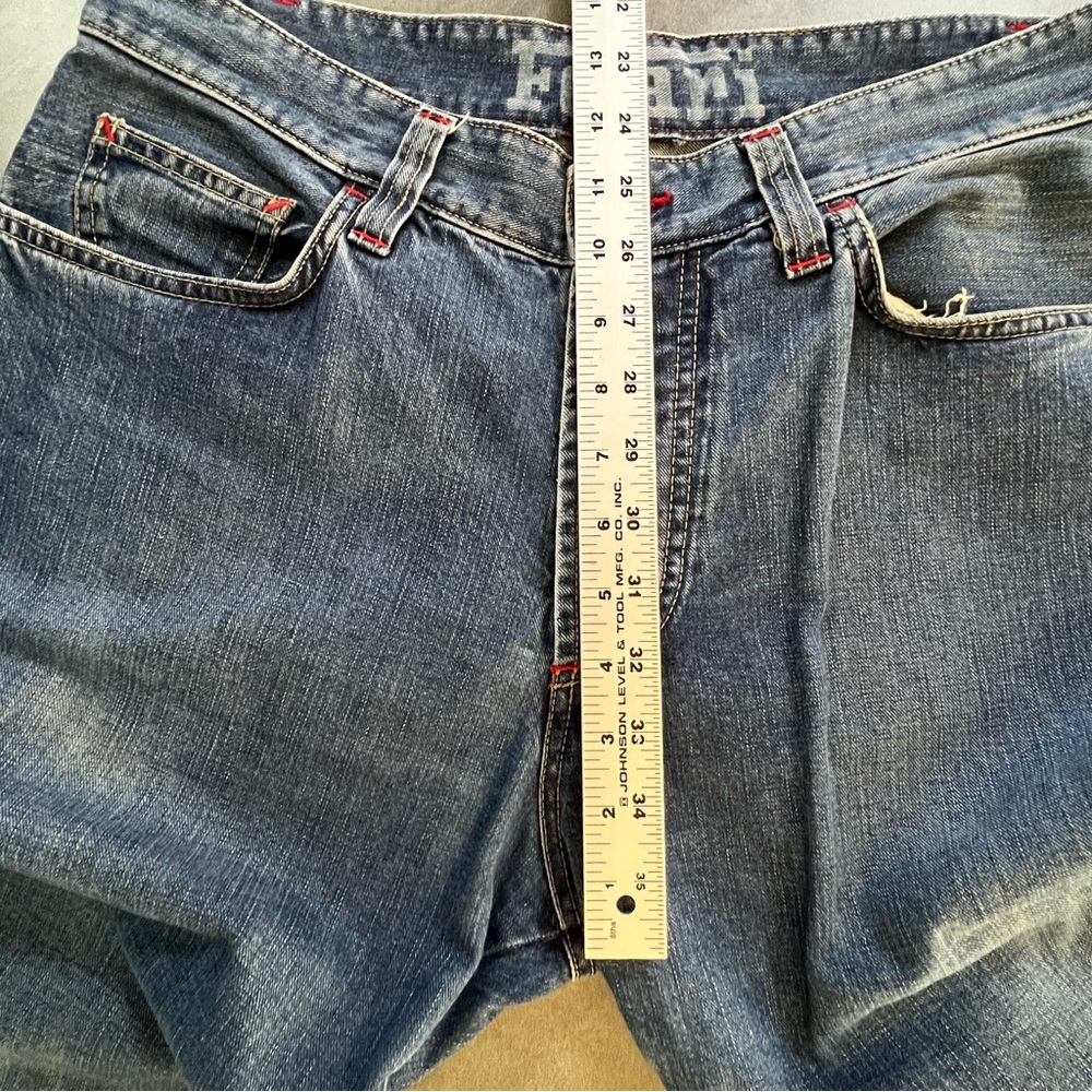 VTG Ferrari Button Fly Blue Denim Jeans‎ Leather Logo Italian Mens 33x30.5 IT 50 - Picture 14 of 16